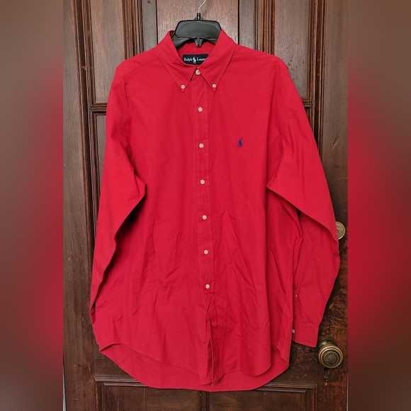 NWT Ralph Lauren Custom Fit Men's Button Down Red Shirt-Large - Picture 1 of 7
